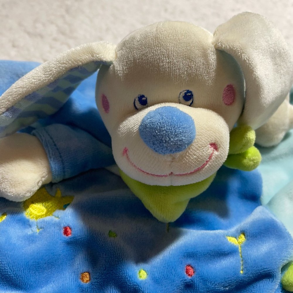 Vintage Mots d’enfants Baby Security Plush Dog Blanket 11x10" Made in France